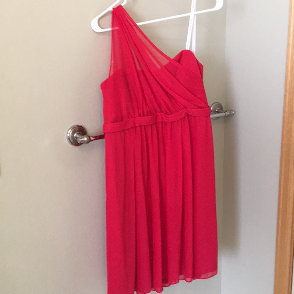 Red one shoulder dress